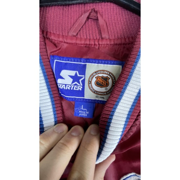 Vintage Colorado Avalanche Jacket Mens Large Red NHL Hockey Starter Sakic 19 - Picture 4 of 14